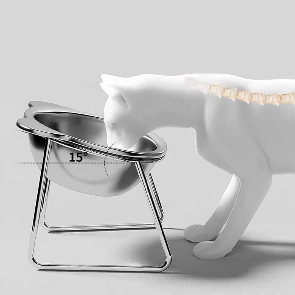 Ergonomic 15° Tilted Stainless Steel Pet Bowl