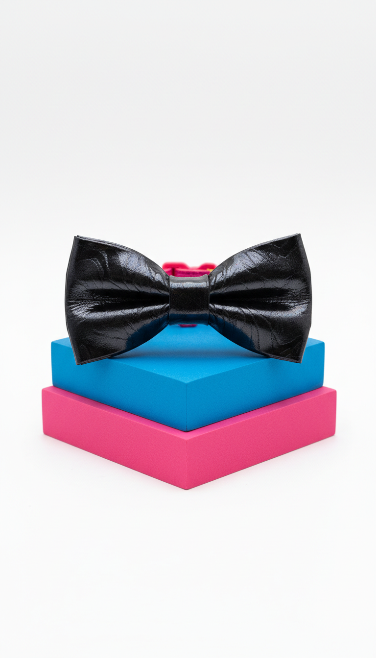 Inky Black Metallic Cat Bow Tie